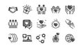 Friendship and love icons. Interaction, Mutual understanding and assistance business. Classic set. Vector