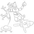 The friendship of man with the Martians, in space, doodle. Royalty Free Stock Photo