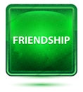 Friendship Neon Light Green Square Button