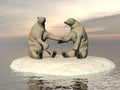 Friendship white bears - 3D render Royalty Free Stock Photo