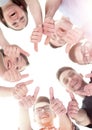 Friendship, youth and people concept - group of smiling teenagers with hands on top each other Royalty Free Stock Photo