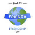 Friendships day celebration globe. Wallpaper or banner for web or social media. Youth poster