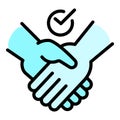 Frienship handshake icon, outline style Royalty Free Stock Photo