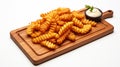 Sinuous Lines And Spiky Mounds: Twister Fries On A Wooden Board