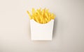 Fries box isolated on beige background mockup