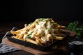 fries, drizzled with warm and creamy cheese sauce