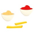 Fries fast food and souses Royalty Free Stock Photo