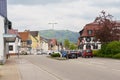 Street in a small German town on a weekend.