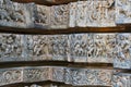 Friezes of animals, scenes from mythological episodes from Ramayana and Mahabharata, at the base of temple, Hoysaleshwara temple,