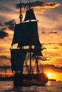 The Frigate Shtandar in calm weather sailing sunset time Riga Latvia