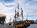 The Frigate Shtandart is the exact replica of the man-of-war built by Peter the Great in 1703 Royalty Free Stock Photo