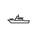 Frigate warship line icon. military ship symbol. isolated vector image