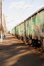 Fright old train detail on the rails, vintage, retro Royalty Free Stock Photo