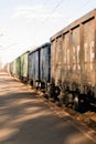 Fright old train detail on the rails, vintage, retro Royalty Free Stock Photo