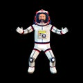 Frightened astronaut in a spacesuit.