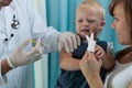 Frightened baby before an injection