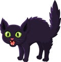 Frightened cartoon black cat