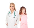 Frightened child with her pediatrician Royalty Free Stock Photo