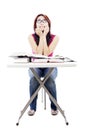 Frightened college student Royalty Free Stock Photo