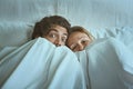 Frightened couple with eyes wide open Royalty Free Stock Photo