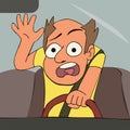 Frightened driver vector cartoon