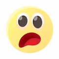 Frightened emoticon icon, cartoon style Royalty Free Stock Photo