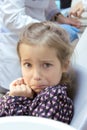 Frightened girl at dentist's Royalty Free Stock Photo