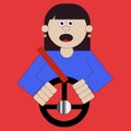 frightened girl driver illustration