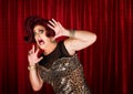 Frightened Man in Drag Royalty Free Stock Photo
