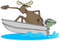 Frightened moose in a motor boat.