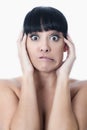 Frightened Scared Anxious Confused Young Woman Royalty Free Stock Photo