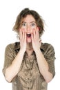 Frightened woman Royalty Free Stock Photo