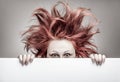 Frightened woman with messy hair Royalty Free Stock Photo