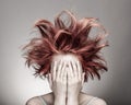 Frightened woman with messy hair Royalty Free Stock Photo