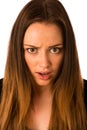 Frightened woman - preety girl gesturing fear Royalty Free Stock Photo