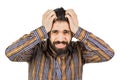 a frightened young man with a worried expression on his face Royalty Free Stock Photo