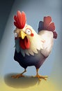 Frightened Young Rooster. AI Generated