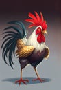 Frightened Young Rooster. AI Generated