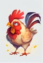 Frightened Young Rooster. AI Generated