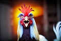 Frightened Young Rooster. AI Generated