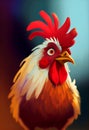 Frightened Young Rooster. AI Generated