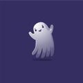 Frightening ghost spirit. Raster illustration in the flat cartoon style Royalty Free Stock Photo