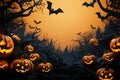 Frightening Halloween night frame, featuring bats and menacing jack o lanterns