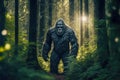 frightening mysterious bigfoot hides in dense forest thickets