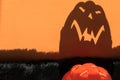 Frightening shadow of halloween pumpkin Royalty Free Stock Photo