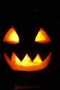 Frightful ghost face glowing on Halloween