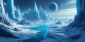 A frigid ice world with sprawling glaciers and vast underground oceans Royalty Free Stock Photo