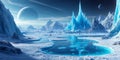 A frigid ice world with sprawling glaciers and vast underground oceans Royalty Free Stock Photo
