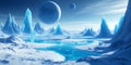 A frigid ice world with sprawling glaciers and vast underground oceans Royalty Free Stock Photo