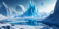 A frigid ice world with sprawling glaciers and vast underground oceans Royalty Free Stock Photo